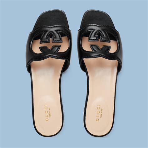 black gucci interlocking sandals|gucci closed toe sandals.